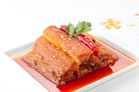 simmered pork belly in sweet and sour sauce