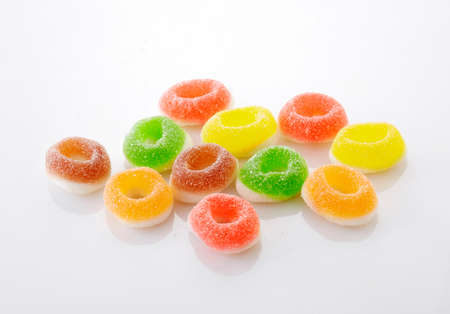 Jelly candies isolated on white background. Multicolor candies.の写真素材