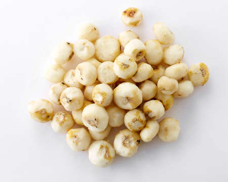 Banana seeds on white background. Top view, flat lay.の写真素材