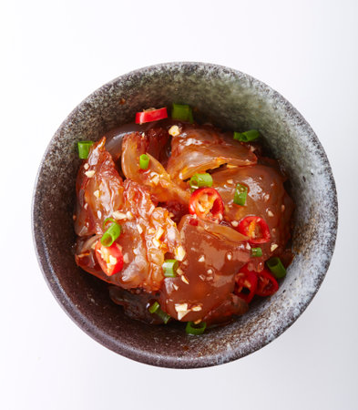 Delicious Chinese food, sour and spicy jellyfish headの写真素材