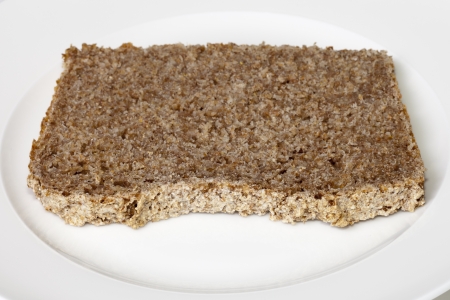 Plate with slice of breadの写真素材