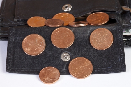 Wallet with euro cent coinsの写真素材