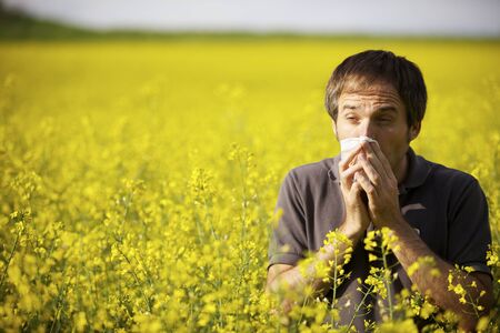 Man suffering from pollen allergyの写真素材