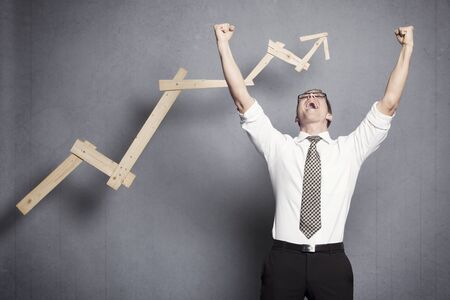 Exited winning businessman.の写真素材
