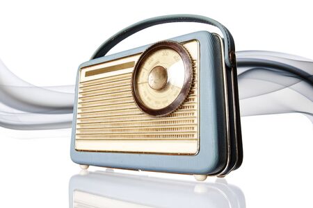 Old radio with sound waveの写真素材
