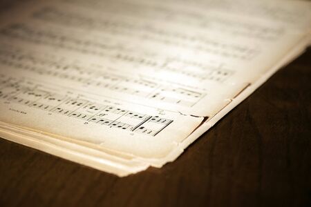 Yellowed old music bookの写真素材