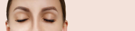 Beautiful Woman with Extreme Long False Eyelashes.の写真素材