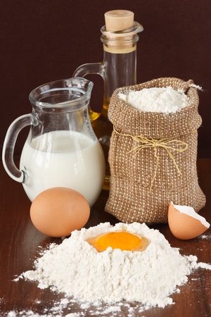 Ingredients for a doughの写真素材
