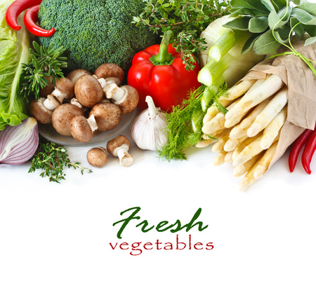 Fresh ripe vegetables on a white background.の写真素材
