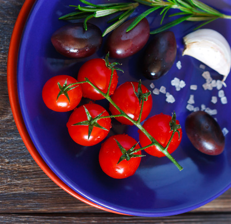 Italian food ingredients on a plate.の写真素材