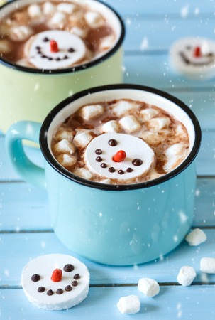 Sweet wintertimes drink hot chocolate with marshmallowの写真素材
