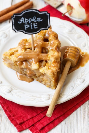 Fresh homemade apple pie with sugar crust.の写真素材