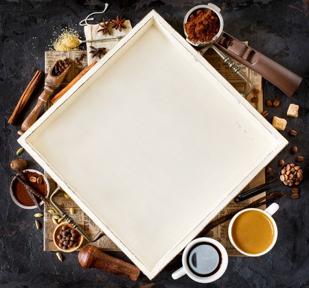 Coffee ingredient frameの写真素材
