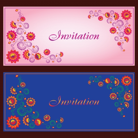 Collection of beautiful invitation vintage cards with floral elements のイラスト素材