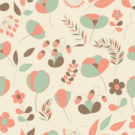 Vintage floral seamless pattern.  Vector illustration.のイラスト素材