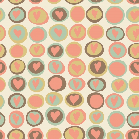 Cartoon hearts and circles seamless patternのイラスト素材