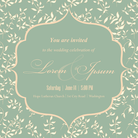 Wedding invitation card with floral elements. Vintage background. Vector illustration.のイラスト素材