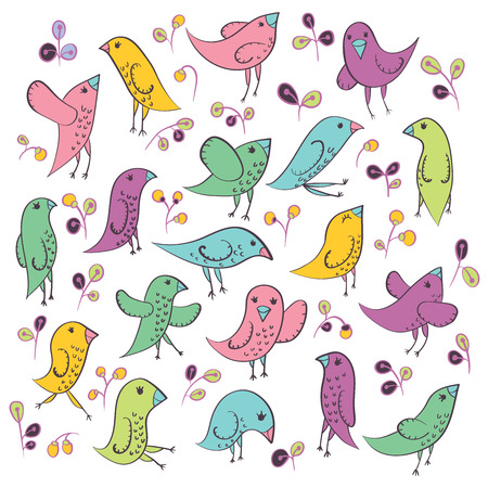 Set of cute birdsのイラスト素材