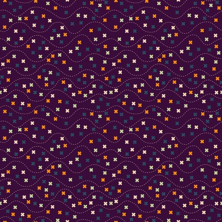 Halloween seamless patternwith dots and crosses. Childish background.  Hand drawn holiday design for fabric, wrapping paper, greeting cards or invitation.のイラスト素材
