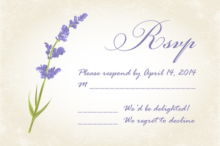 Thank you card with purple lavender flower. Vintage background. illustration.のイラスト素材