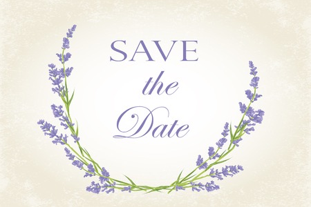 Thank you card with purple lavender flower. Vintage background. illustration.のイラスト素材