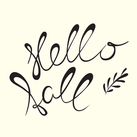Calligraphy graphic design element. Hello Fall hand lettering words.のイラスト素材