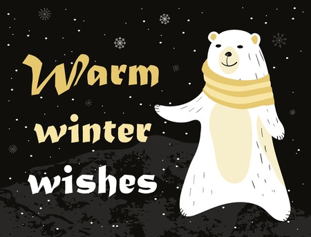 Christmas card with polar bearのイラスト素材