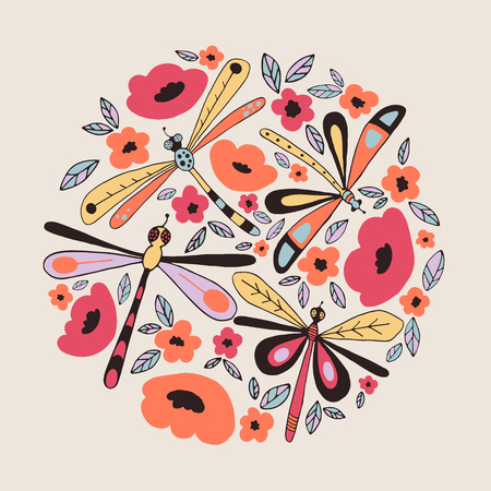 Fantasy dragonfly cardのイラスト素材