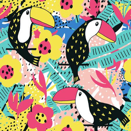 Toucan floral patternのイラスト素材