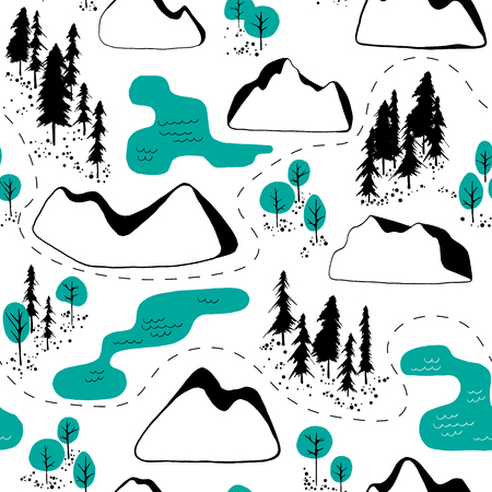 Outdoor map patternのイラスト素材