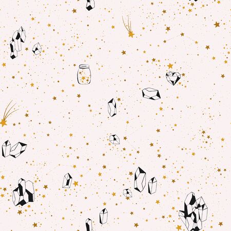 Stellar Unicorn Sky seamless Pattern. Vector illustration.のイラスト素材