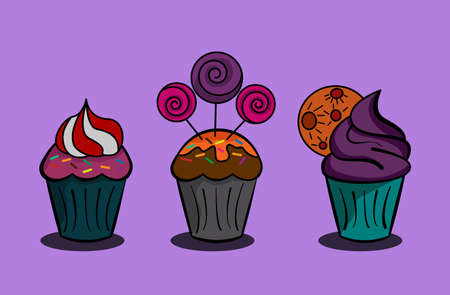 Vector graphic illustration of cupcakes. Suitable for food products, etc.のイラスト素材