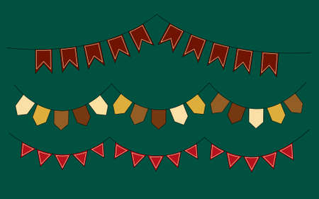 Set of vector bunting party flags for your designs. Suitable for birthday party, wedding celebration, christmas celebration, etcのイラスト素材