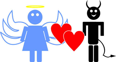 Angel and devil in loveのイラスト素材