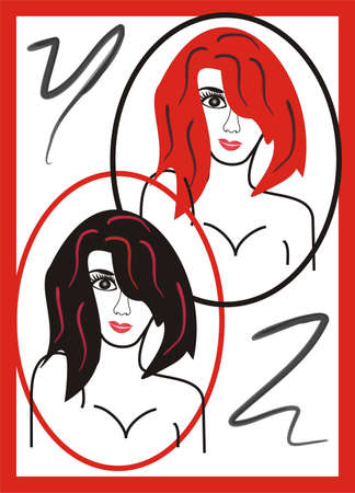 Red and black card with womanのイラスト素材