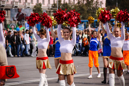 Chelyabinsk Russia - September 4, 2010: People's procession of citizens on City Dayのeditorial素材