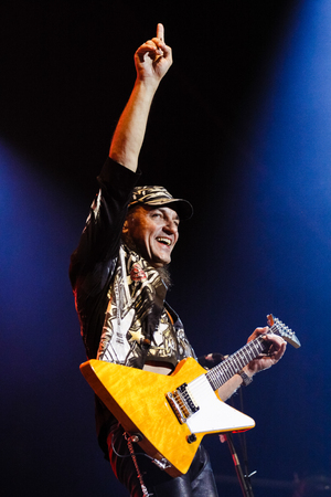 Chelyabinsk Russia - April 22, 2012: Concert of the German rock band Scorpions in the Palace of Sports "Yunost".のeditorial素材