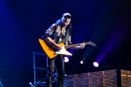 Chelyabinsk Russia - April 22, 2012: Concert of the German rock band Scorpions in the Palace of Sports "Yunost".のeditorial素材