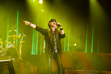 Chelyabinsk Russia - April 22, 2012: Concert of the German rock band. Scorpions in Sports Palace "Youth". In the photo: vocalist and guitarist Klaus Meineのeditorial素材