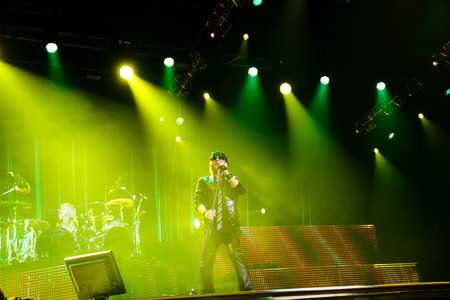 Chelyabinsk Russia - April 22, 2012: Concert of the German rock band Scorpions in the Palace of Sports "Yunost"のeditorial素材