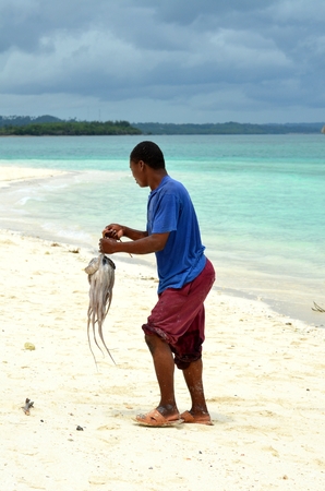 nzibar Tanzania Africa August 2016 fisherman on Nungwi Beach in Zanzibar Islandのeditorial素材