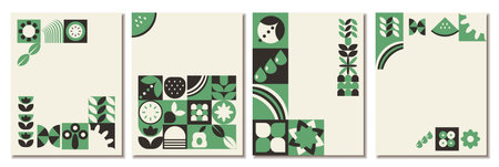 Abstract Pattern Nature Geometric Poster template, Designs for World Earth Day, nature, agriculture event. Design for social media, cover, brochureのイラスト素材