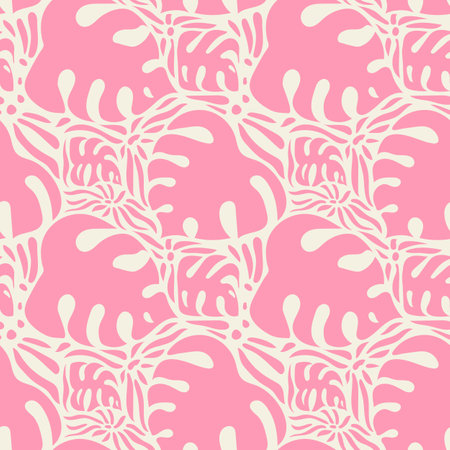 Seamless pink pattern with monstera  leaves for fabric, wallpaper, banner,  wrapping paperのイラスト素材