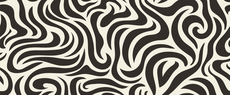 Black and white hand drawn minimal abstract organic shapes seamless pattern. Collage contemporary print. Fashionable template for designのイラスト素材