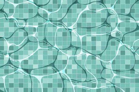 Swimming pool, cartoon background, flat pattern in tile, texture of water surface, summer retro illustration tamplateのイラスト素材