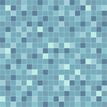 Swimming pool tile texture, blue color seamless pattern template, immitation of ceramic mosaicのイラスト素材