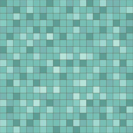 Swimming pool tile texture, blue color seamless pattern template, immitation of ceramic mosaicのイラスト素材