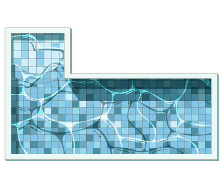 Rectangular L-shaped swimming pool flat cartoon illustration, isolated on the white backgroundのイラスト素材