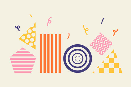 Diversity minimalistic concept, color geometric shapes with different pattern, cute simpleのイラスト素材