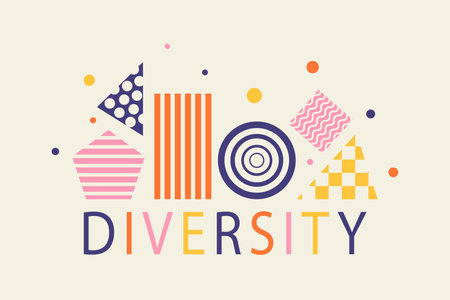 Diversity minimalistic concept, color geometric shapes with different pattern, cute simpleのイラスト素材